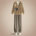 Fashion Suit Korean Elegant Knitting Sweater and White Long