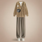 Fashion Suit Korean Elegant Knitting Sweater and White Long - Vusy Kawaii Shop