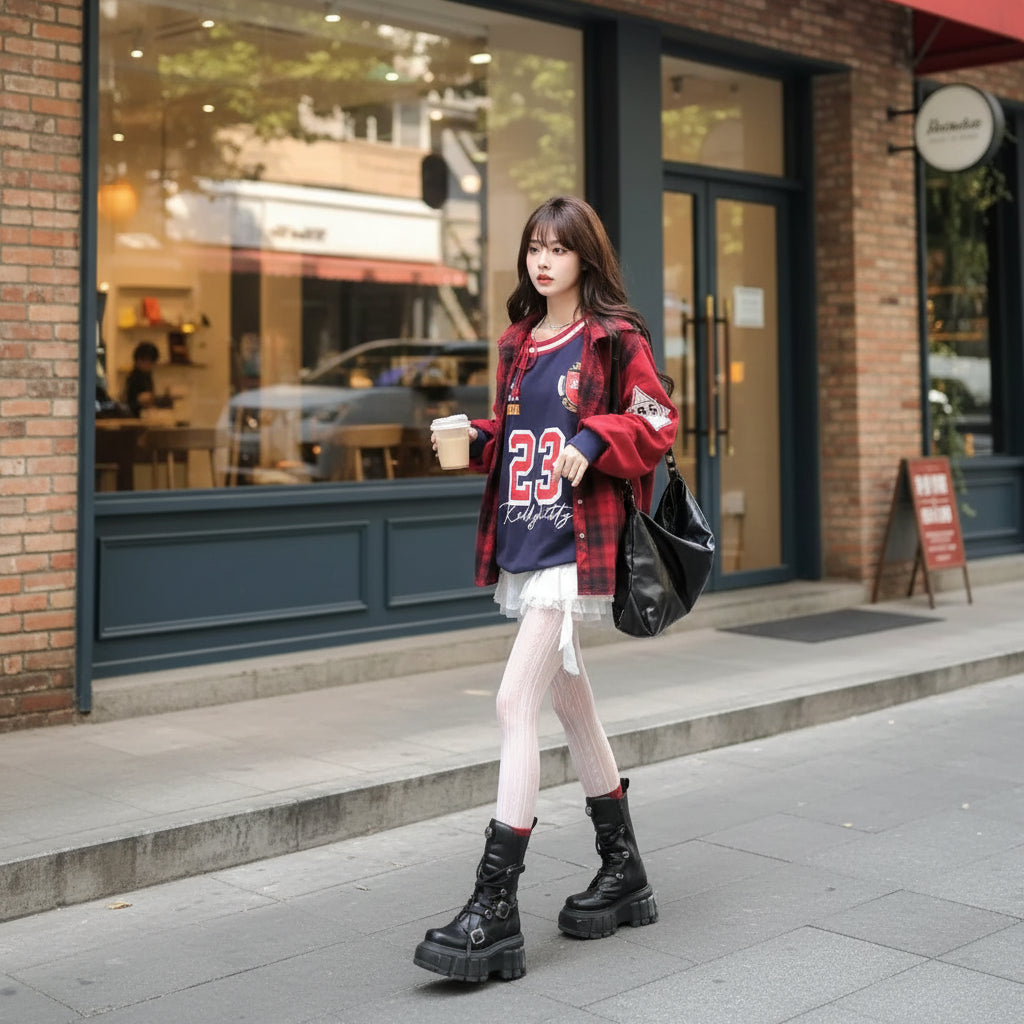 Loose Shoulder Strap Design Sweatshirt Early Autumn Sports - Vusy Kawaii Shop