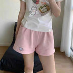 Cat Embroidery All Match Shorts Summer Korean Loose Student