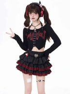 Mini Skirts Summer Women Black Gothic A-Line Pleated Skirt