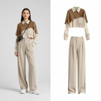 Fashion Set Korean Elegant Retro Smock, Shirt and Wide-Leg - Vusy Kawaii Shop