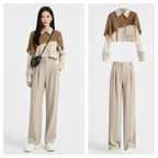 Fashion Set Korean Elegant Retro Smock, Shirt and Wide-Leg - Vusy Kawaii Shop