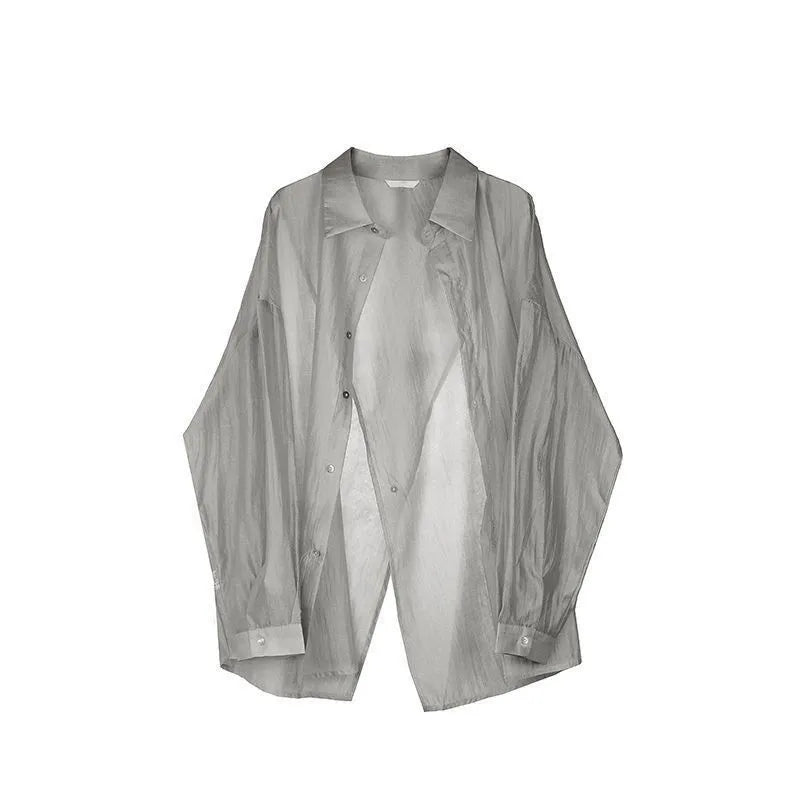 Summer Grey Sunscreen Shirt and Strap Skirt Two Piece Suit - Vusy Kawaii Shop