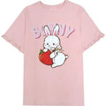 Summer Women Cute Lolita Pink T-Shirts Cartoon Strawberry