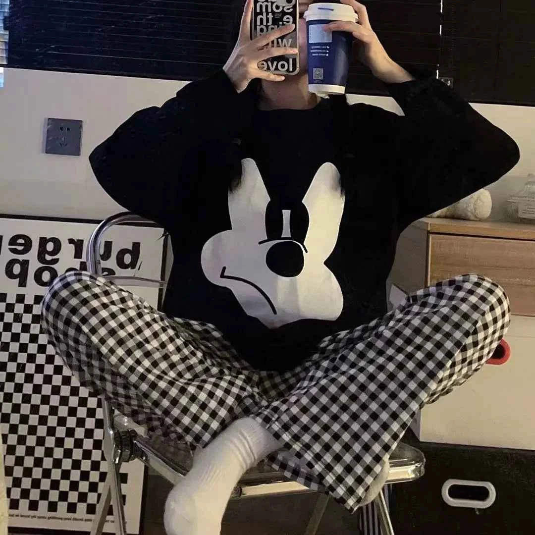 Kawaii Kuromi Long Sleeve Pajamas Set Women Anime Sanrioed Autumn Pajamas Pants Two Piece Comfort Soft Home Wear Outgoing Girls