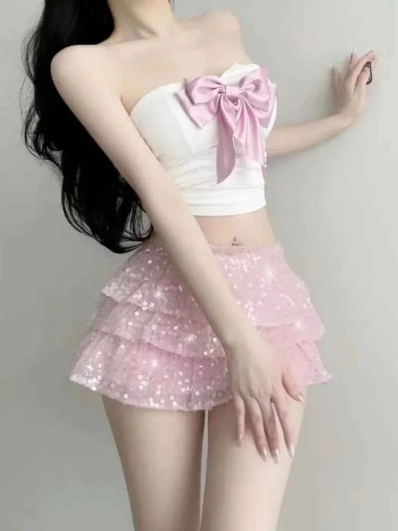 New Spring-Summer A-Line Skirt Vest High Waist Slim Cake