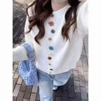 Cute Sweet Cardigan Sweaters Women White Knitted Coats Long - Vusy Kawaii Shop
