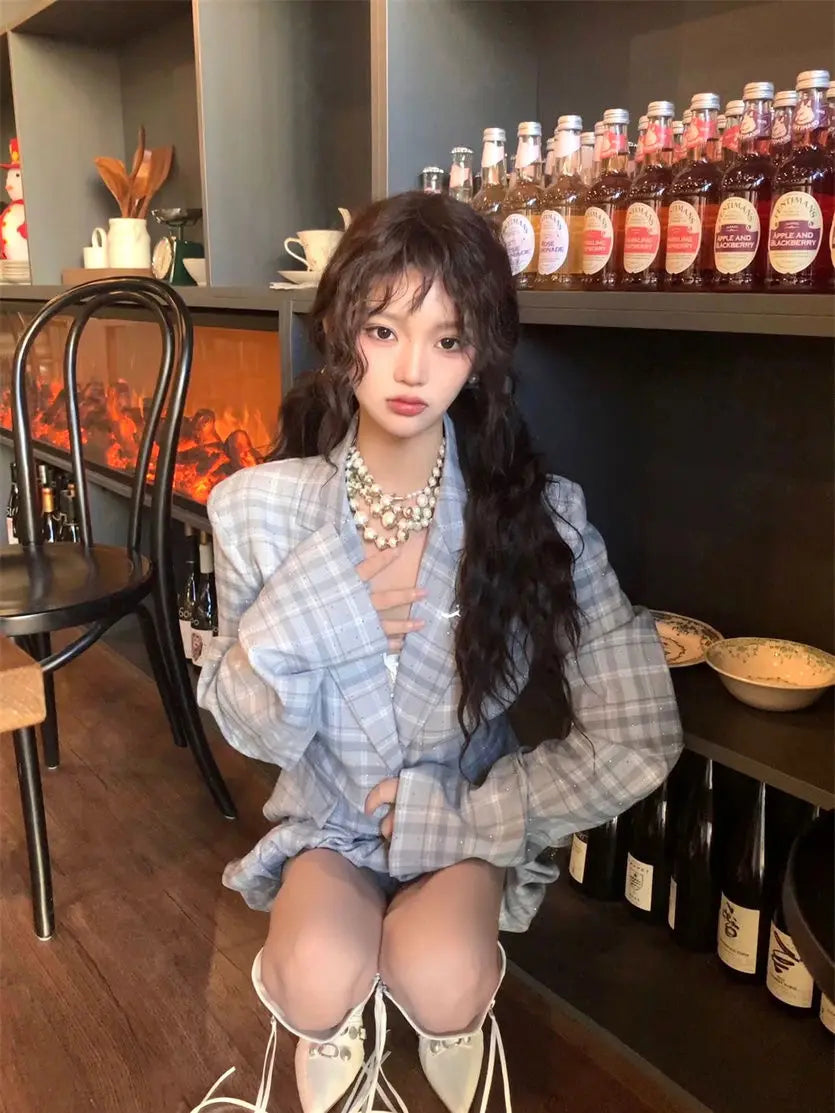 Academy Style High End Girl Plaid Suit Coat Winter - Vusy Kawaii Shop