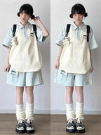 Japanese Sportswear Set Student Summer Fashion Loose Preppy - Vusy Kawaii Shop