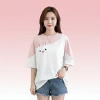 Kawaii Clothes T-Shirts Korean Fashion Women Cute Tops Pink - Vusy Kawaii Shop