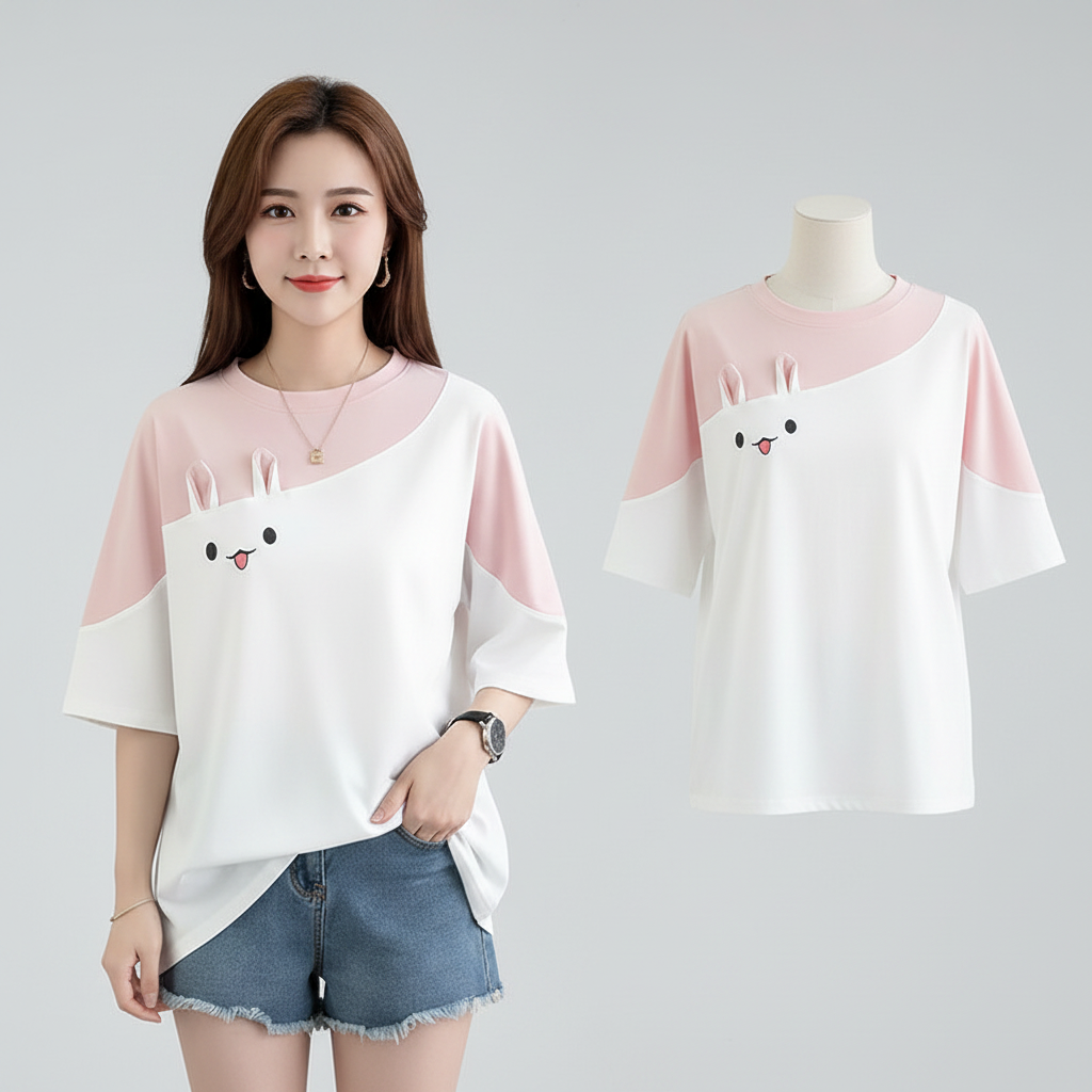 Kawaii Kleidung T-Shirts Koreanische Mode Damen Süße Oberteile Rosa
