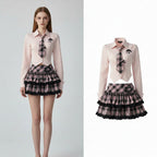 Preppy Style Turndown Collar Single Breasted Long Sleeved - Vusy Kawaii Shop