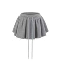 Solid Spliced Lace up Slimming Mini Skirts High Waist