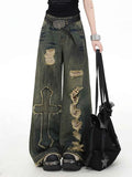 Blue Cargo Baggy Jeans American High Street Style Harajuku