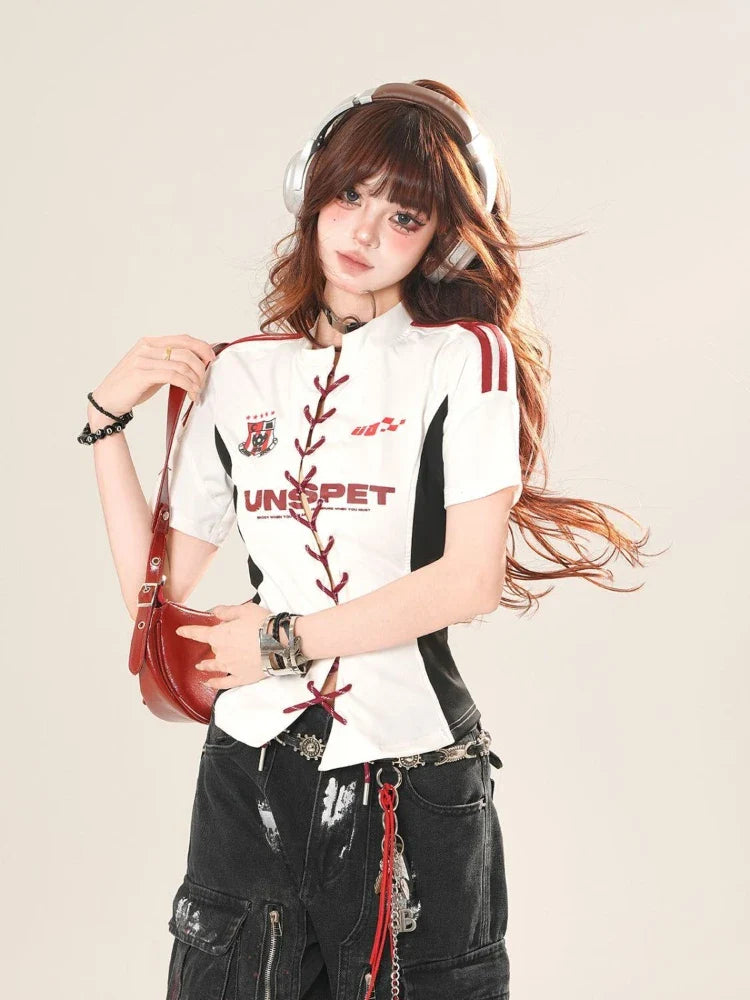 American Vintage Sexy Cut-Out Bodycon Short Sleeve T-Shirt - Vusy Kawaii Shop