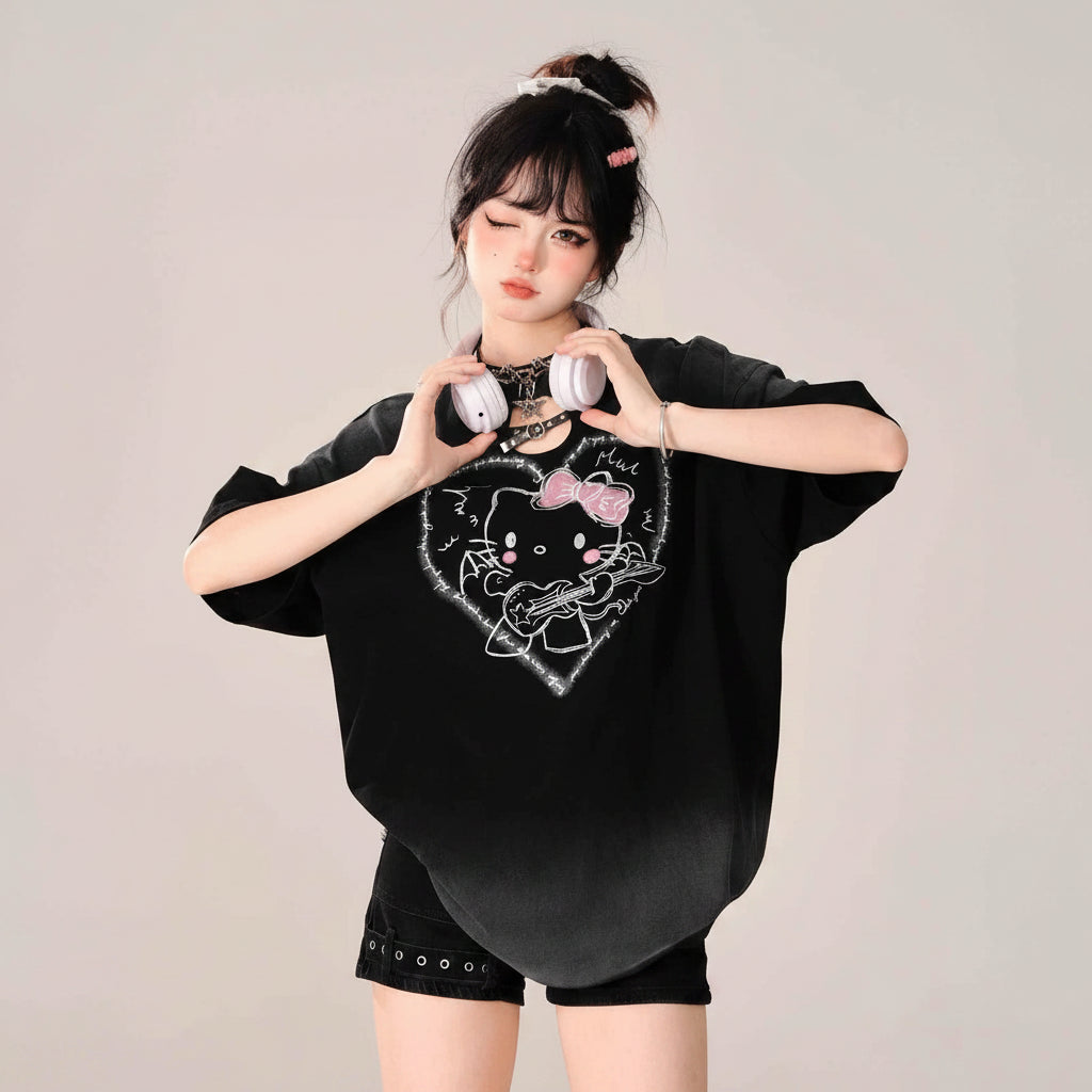 Gradient Short Sleeved T-Shirt Women Slimming Personalized