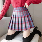 Autumn Woolen Pleated Skirts Women High Waist Dress JK