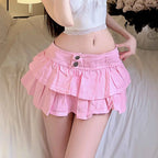 Women Sexy Denim Skirt Nightclub Mini Skirt Pink
