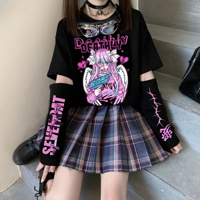 European and American Sweet and Cute JK Series Printed Short - Vusy Kawaii Shop