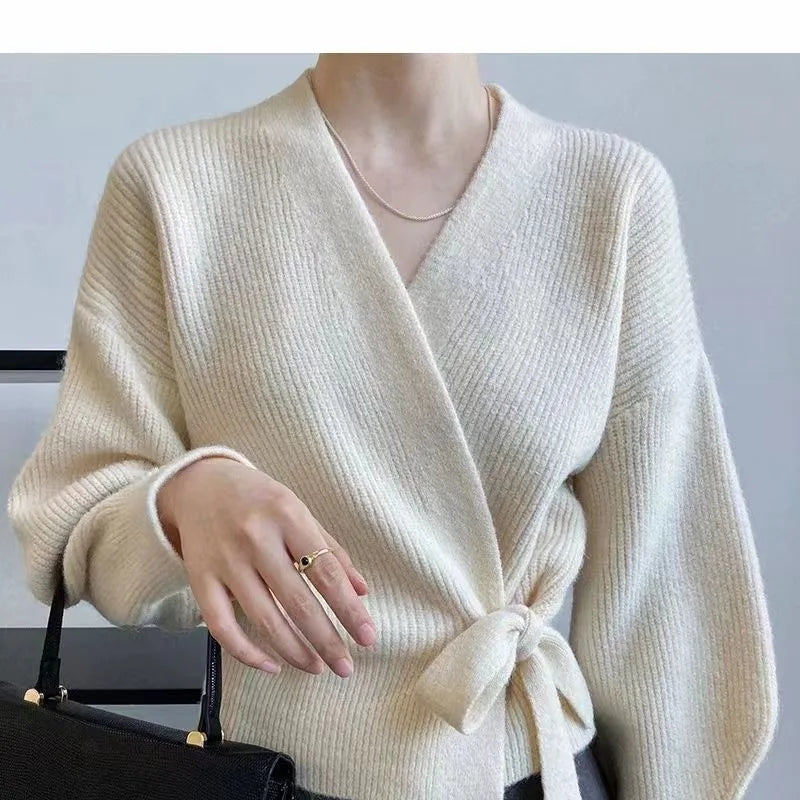 Red velvet dress with white bow sweater, oversized bow detail