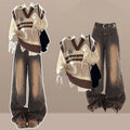 Preppy Kawaii 3-Piece Set Knit Vest, Bandage Shirt