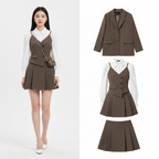 Spring Autumn Fashion Set Blazer, Shirt Mini Dress - Vusy Kawaii Shop