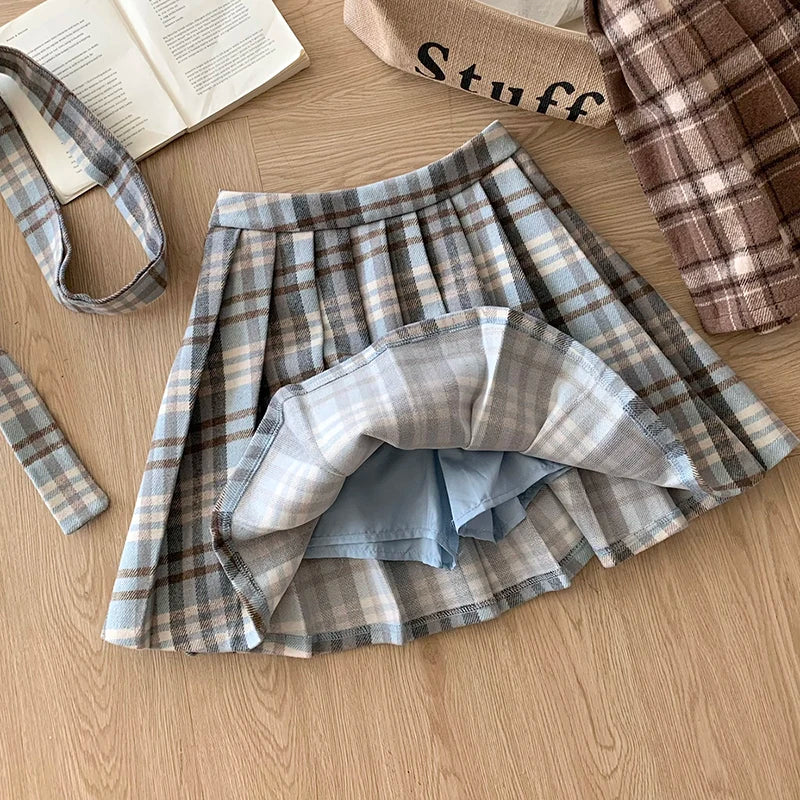 Gray plaid tweed jacket with pleated mini skirt, product photo 7