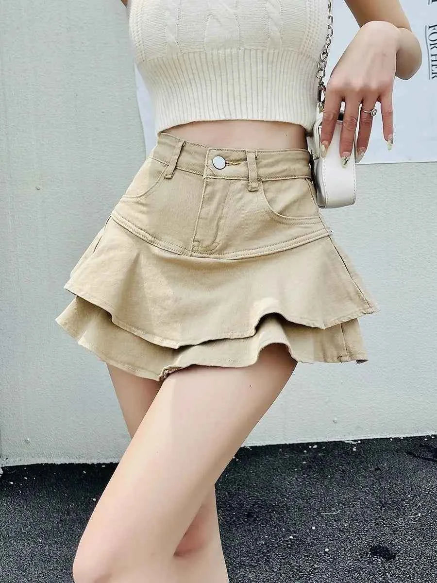 Mini Skirts Vintage High Waist Women Pleated Skirt Chic
