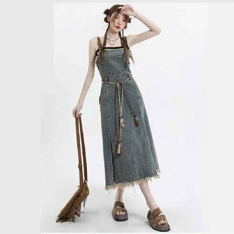 Spring-Summer Dress Matching Set Korean Elegant Vintage Long - Vusy Kawaii Shop