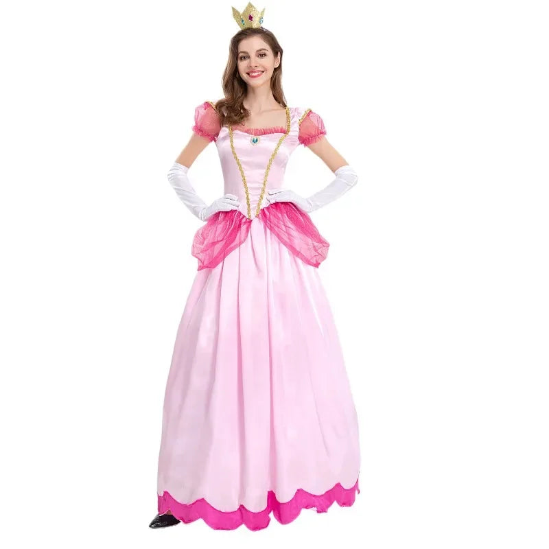 Princess Peach pink ball gown costume, front view