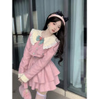 Chic Fashion Peter Pan Collar Patchwork Women Coat and Slim - Vusy Kawaii Shop