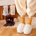 5/6/12 PCS Cartoon Animal Socks Women Warm Plush Mid-calf Sock 6 Colors Fleece Sock Set Home Floor Sleeping Winter