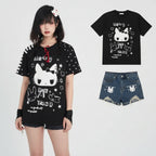 Cat Print Cute Woman Tshirts Tops Japanese Tees Short Sleeve - Vusy Kawaii Shop