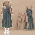 Herbst-Winter Vintage Zweiteiler Strickpullover Denim