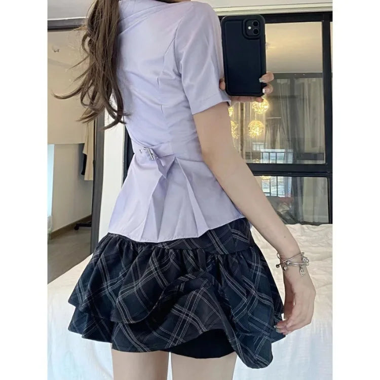 Summer Sweet Bow Slim Fit Short Sleeve JK Shirt Women - Vusy Kawaii Shop