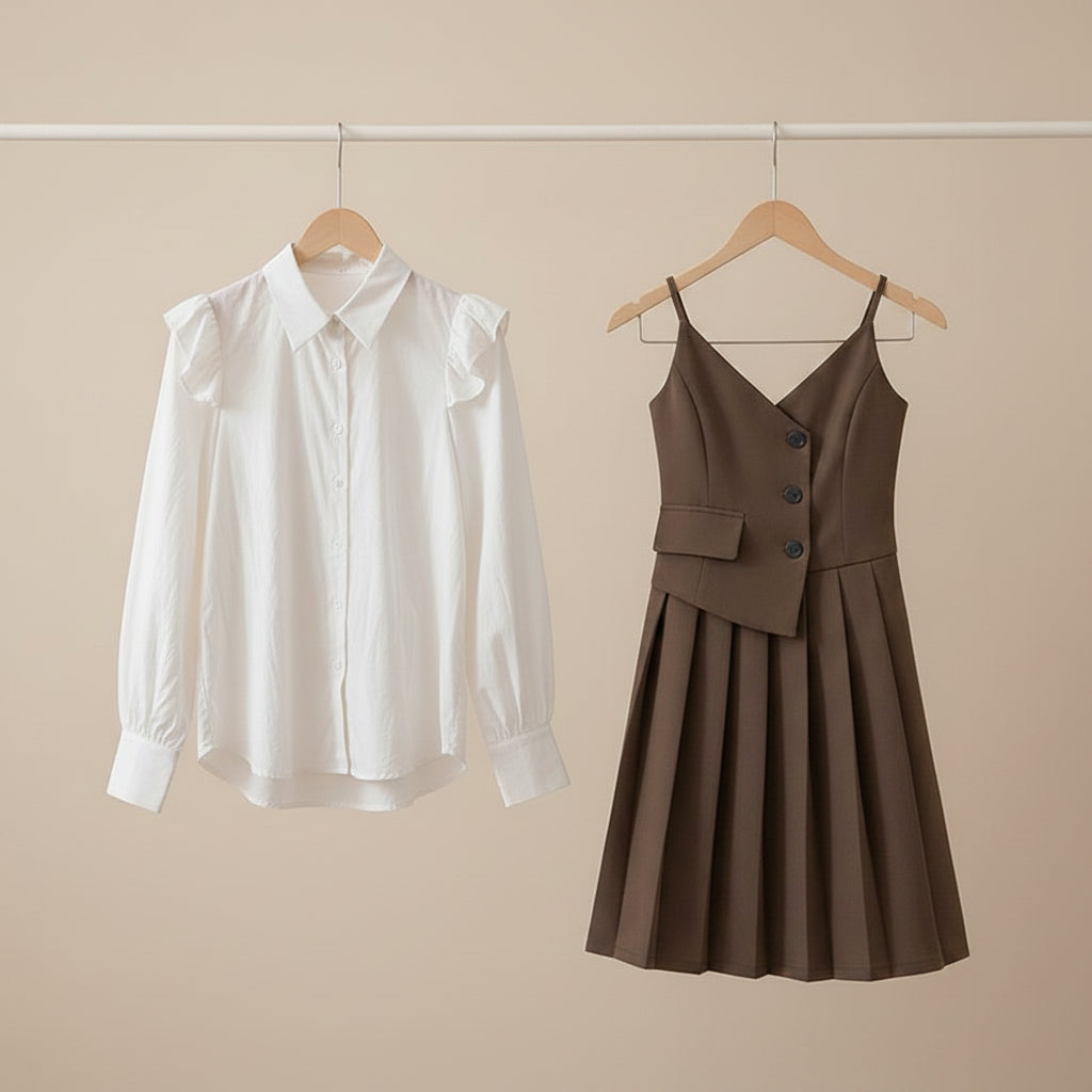 Spring Autumn Fashion Set Blazer, Shirt Mini Dress - Vusy Kawaii Shop