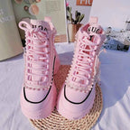 Lolita's Original Thick Soled Boots Women's Pink High Rise Short Boots Sweet Diamond Inlaid Fairy New High Top Single Shoes
