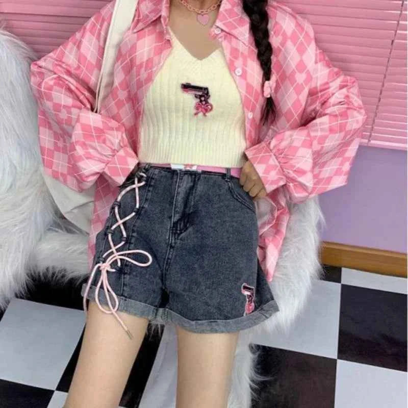 Kawaii High Waist Denim Shorts Low Price Youthful XL