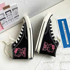 Kawaii Hello Kittys High Tops Canvas Shoes Women Sanrios Student Cartoon Graffiti Skateboard Shoes Girl Preppy Versatile Sneaker