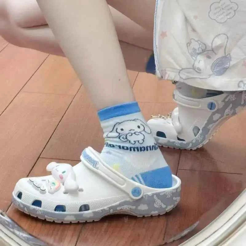 Sanrios Hello Kittys Slippers Cartoon Cinnamoroll Sandals Anime Eva Home Beach Shoes Summer Slippers Anti-Slip Adult Kids Gift