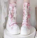 Bottes épaisses Lolita Punk Moto Semelle épaisse mi-mollet