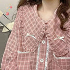 Autumn and Winter Set Students Korean Japanese Pink Check - Vusy Kawaii Shop