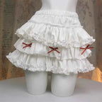 Japanese Sweet Lace Patchwork Ruched Cake Skirts High Waist