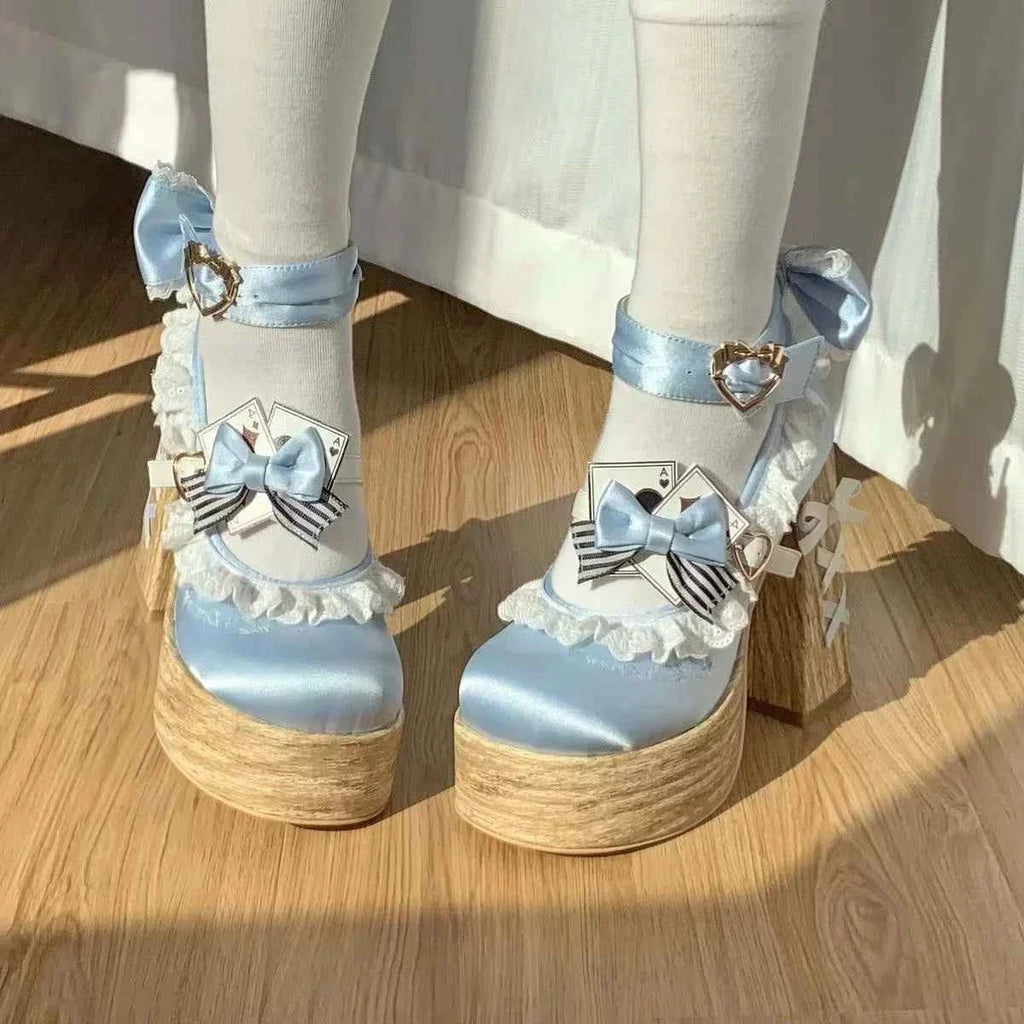 Ele Sweet Lolita High Heels Ultra High Waterproof Platform Cute Girls oes Faionable Comfortable Loers