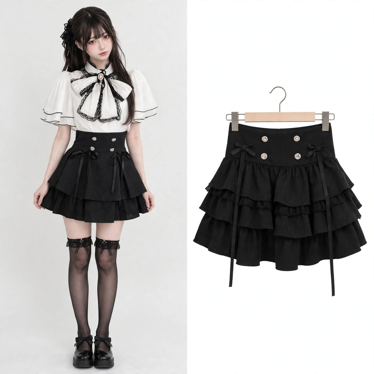 Sweet Y2K Bow Blouse and Mini Skirt Set back