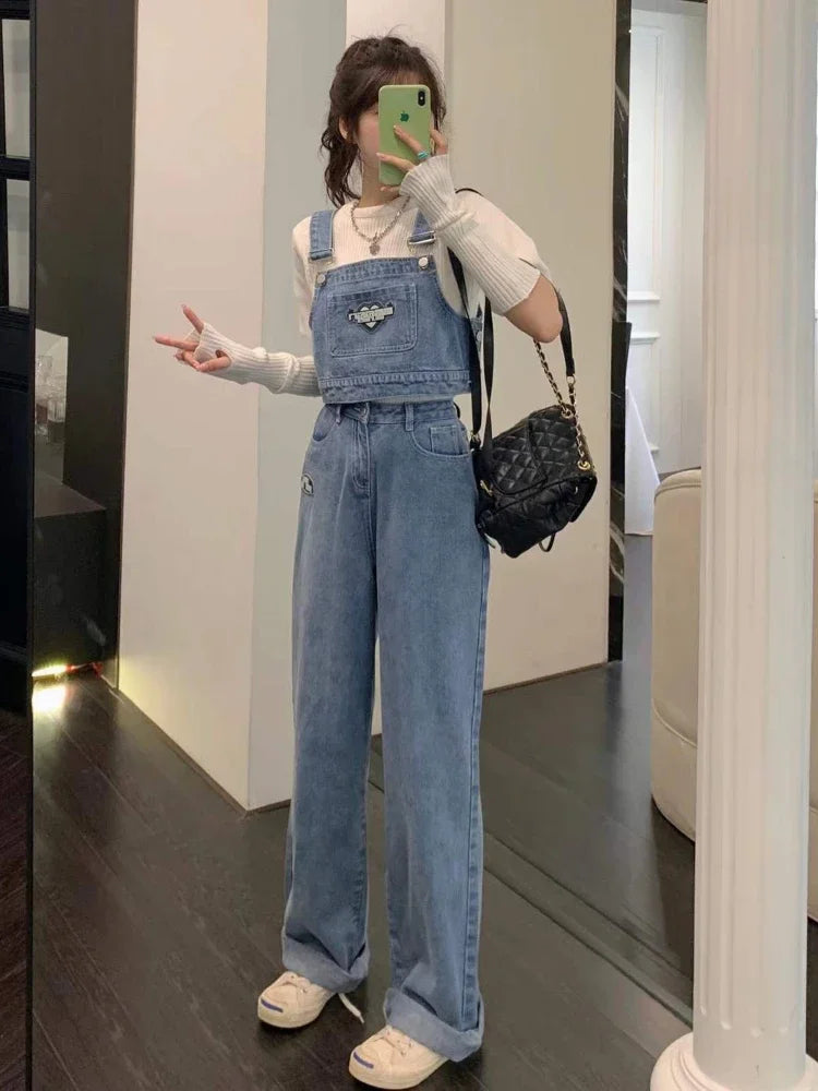 American Vintage Denim Suit Women High Street Style Wear - Vusy Kawaii Shop