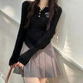 Mink Fur Soft Glutinous Embroidery V-Neck Knitted Sweater