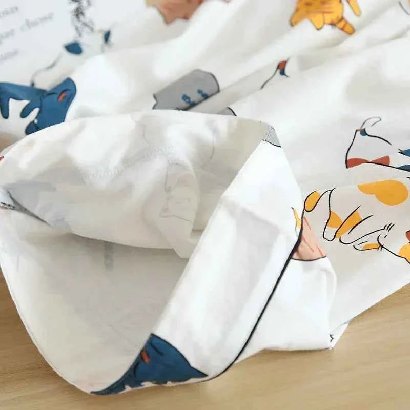 New 100% cotton short-sleeved shorts ladies pajamas set cute cartoon pajamas Japanese simple short pajamas women sleepwear