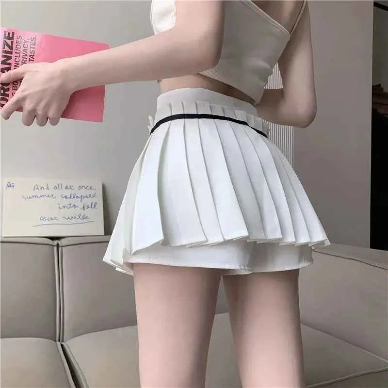 Pleated Mini Skirts Women JK Slim Simple Pure Streetwear